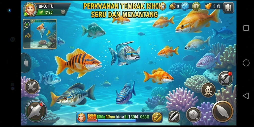 Tampilan gameplay seru menangkap ikan di BROJITU.