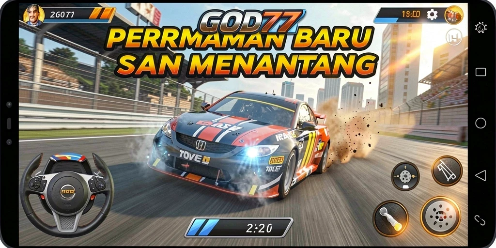 Tampilan seru gameplay balap di GOD77 dengan aksi mendebarkan.