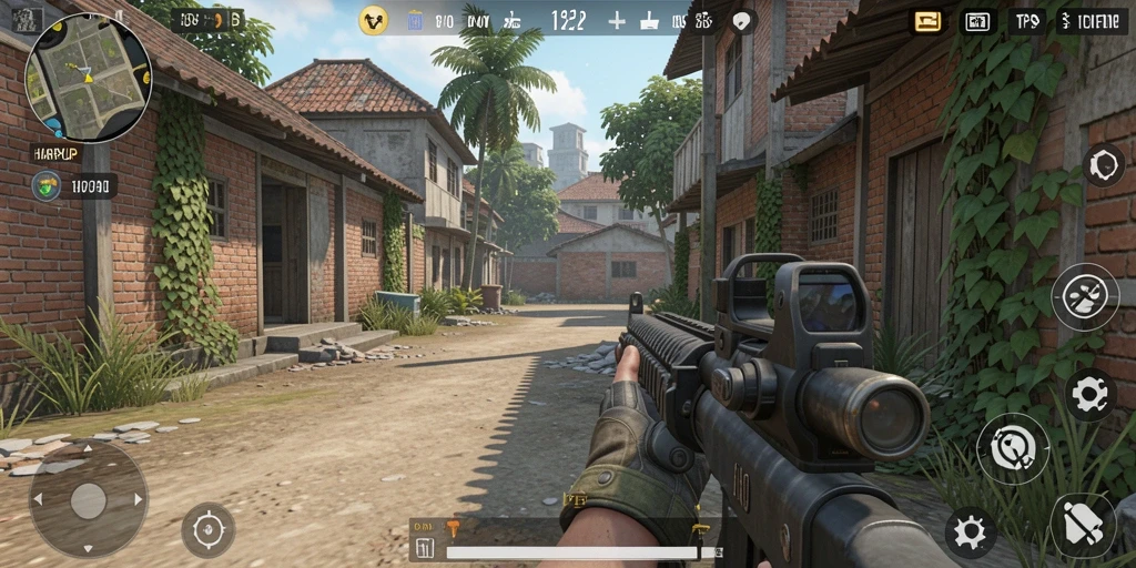 Screenshot gameplay HARAPJP dengan aksi menembak yang mendebarkan.