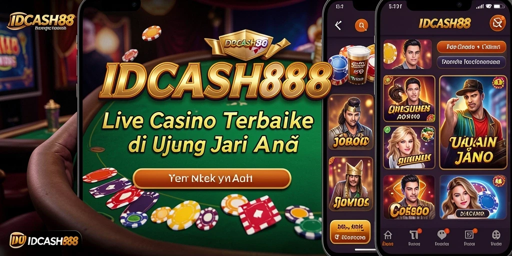 Screenshot gameplay IDCash88 menampilkan dealer langsung dan suasana kasino.