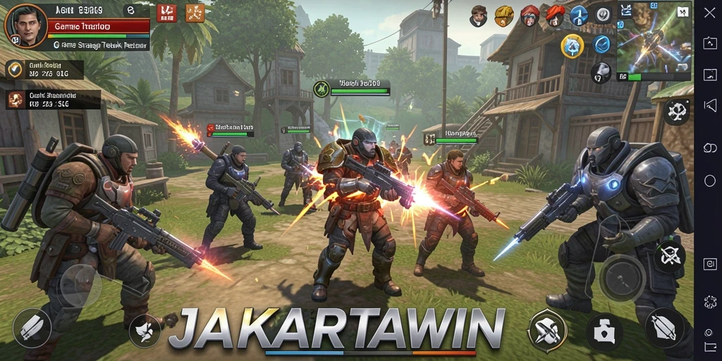 Tampilan gameplay JAKARTAWIN yang menarik dengan pertempuran strategis.