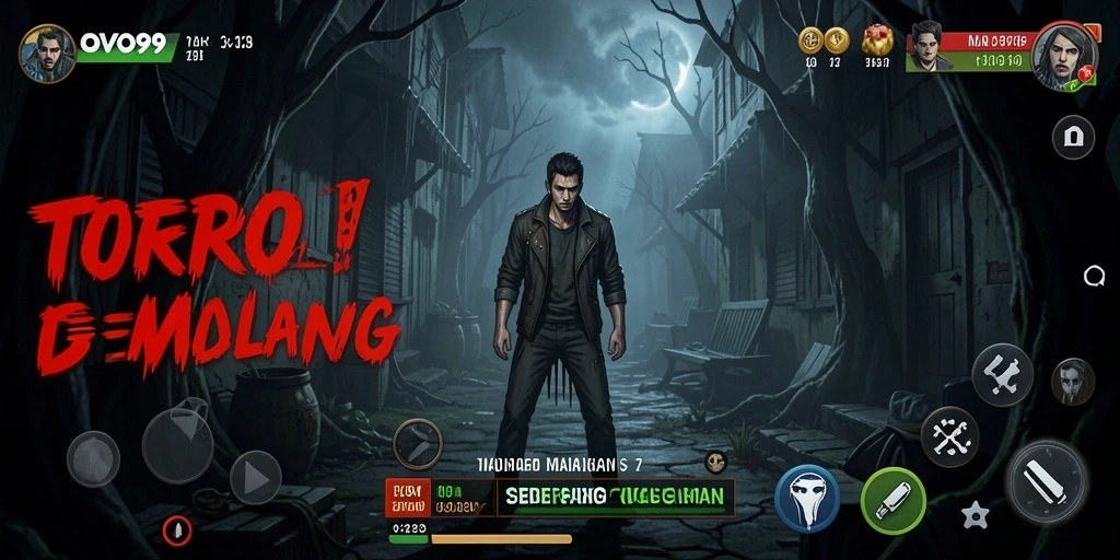 Tangkapan layar utama OVO99 menampilkan suasana gelap dan mencekam dari gameplay.
