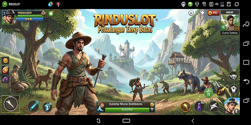 Gameplay RINDUSLOT yang menampilkan eksplorasi dunia terbuka yang luas.