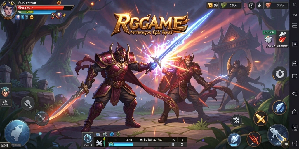 Gameplay RPGAME yang seru dengan pertarungan penuh aksi.