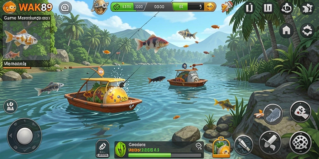 Gameplay WAK89 menampilkan pengalaman memancing yang seru dan menantang.
