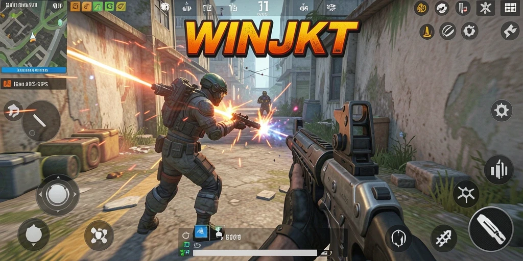 Tangkapan layar menunjukkan gameplay <strong>WINJKT</strong> yang dinamis dan menegangkan.